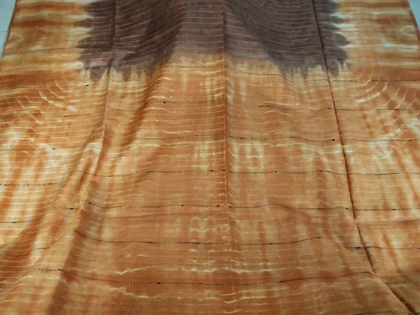 Pallu of Brown & Beige Cotton Silk Saree
