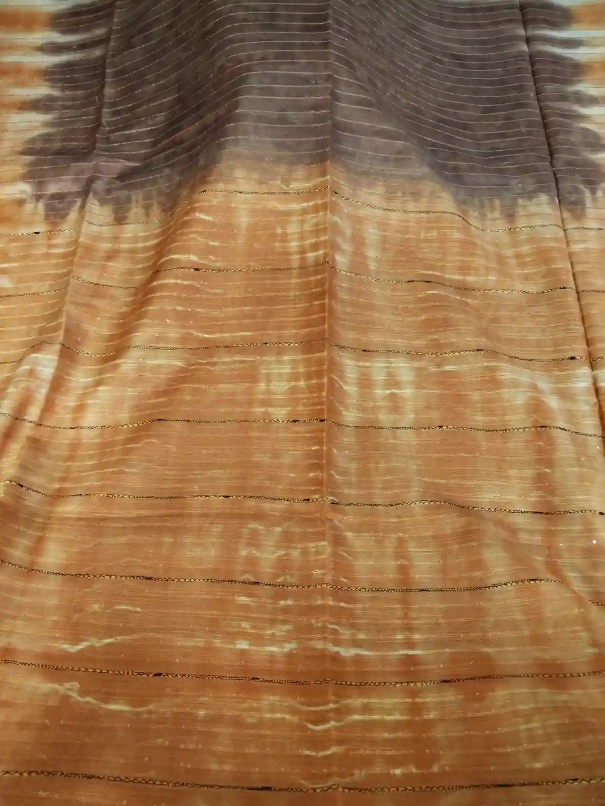 Pallu of Brown & Beige Cotton Silk Saree
