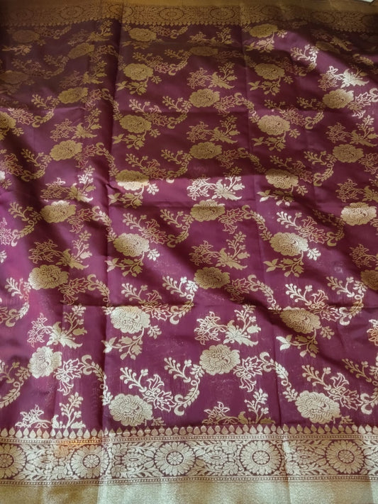 Purple Banarasi Semi Silk Saree