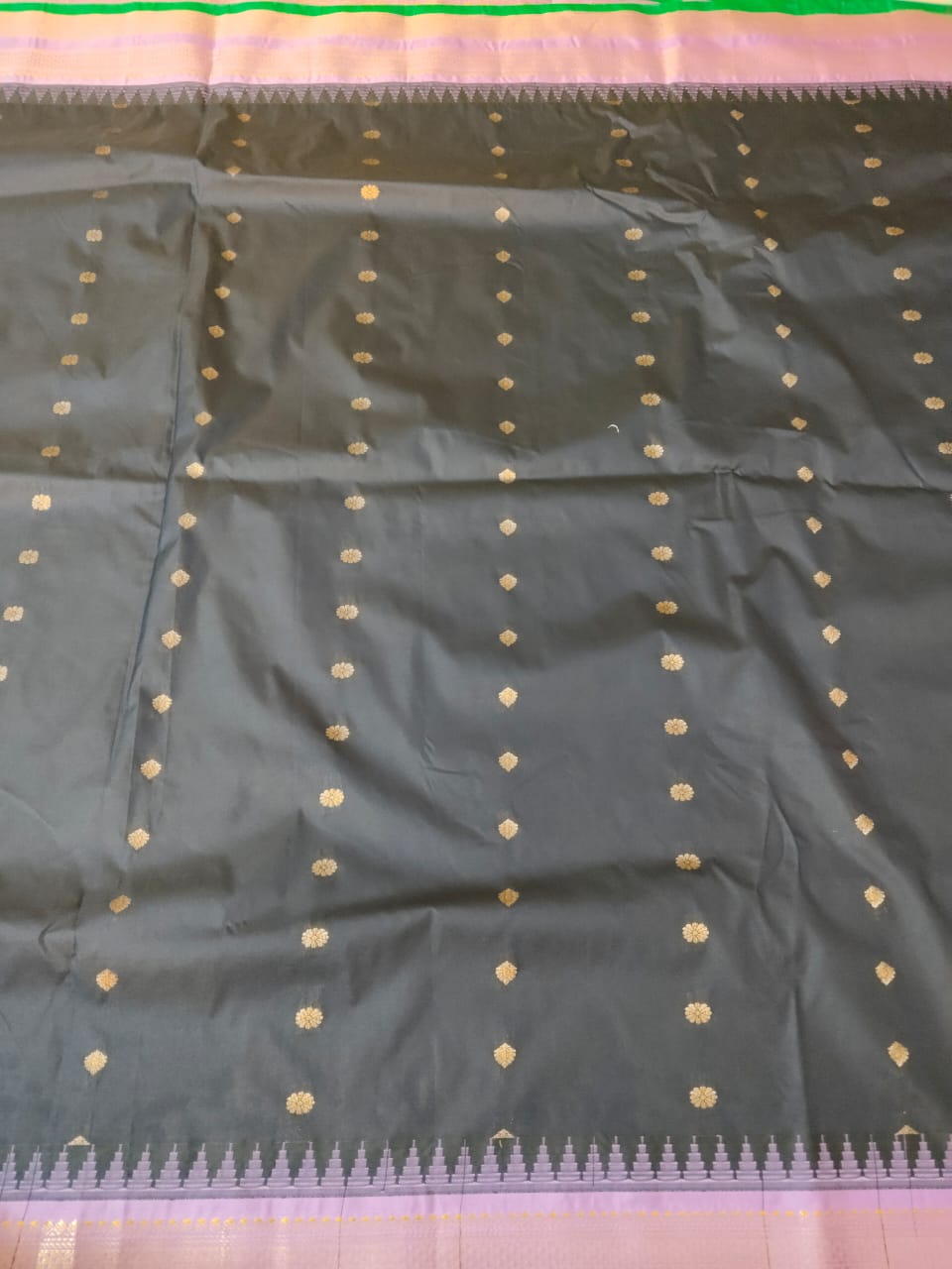 Black Semi Gadwal Silk Saree