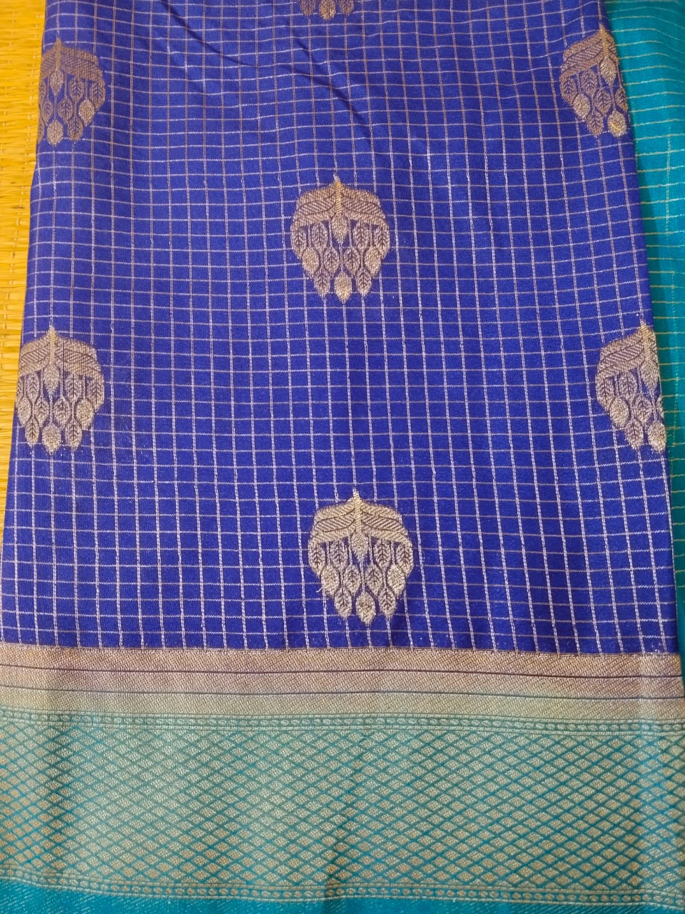 Blue Semi Mysore Crepe Silk Saree