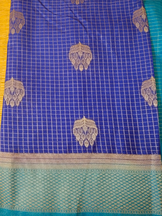 Blue Semi Mysore Crepe Silk Saree