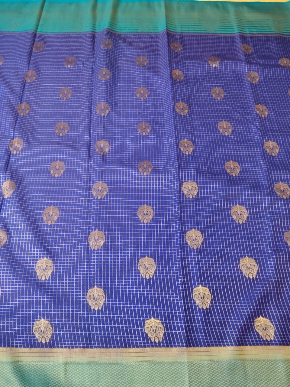 Blue Semi Mysore Crepe Silk Saree