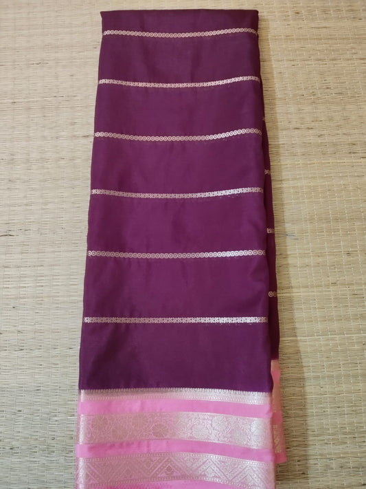 Magenta Semi Mysore Crepe Silk Saree