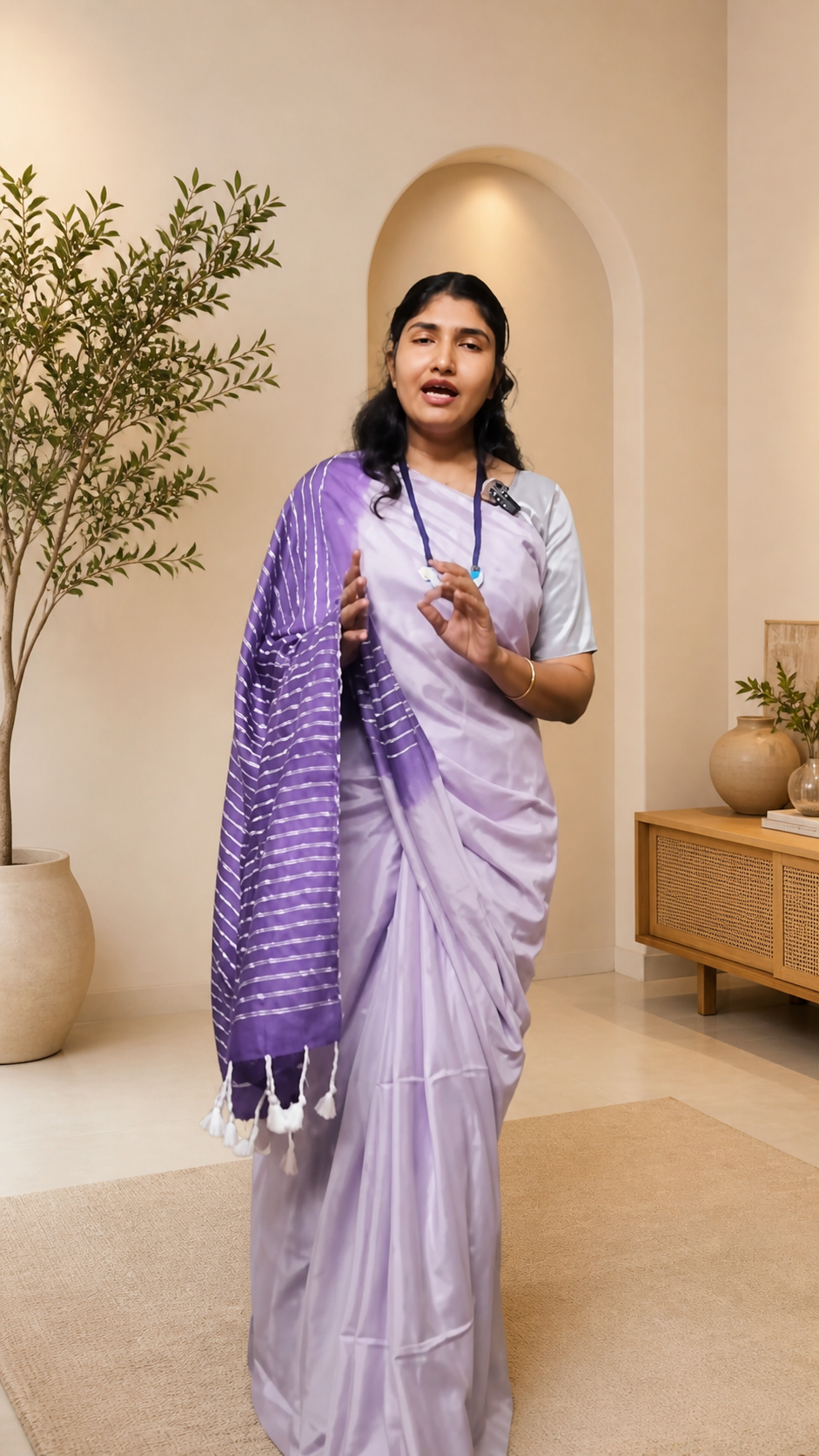 Light & Dark Lavender Cotton Viscose Saree