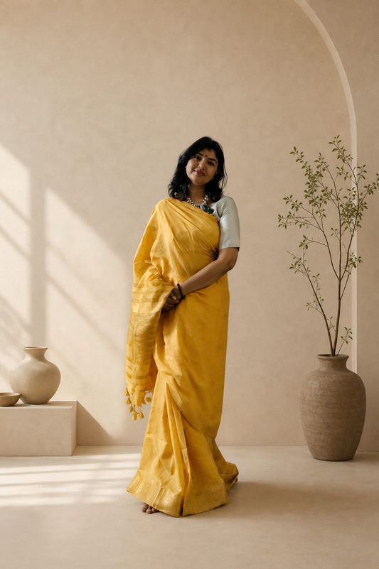 Sandal Cotton Viscose Saree