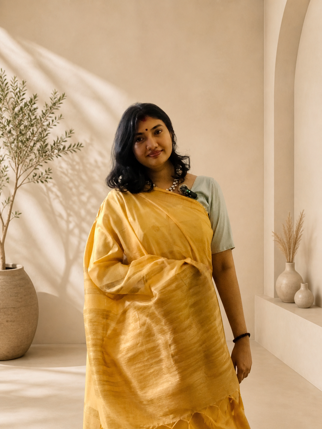 Sandal Cotton Viscose Saree