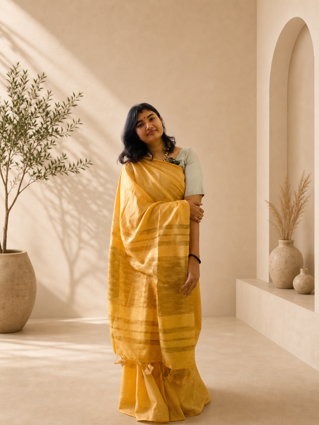 Sandal Cotton Viscose Saree
