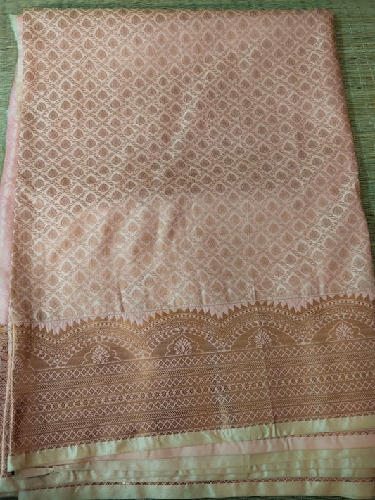 Onion Pink Handwoven Dharmavaram Semi Silk Saree