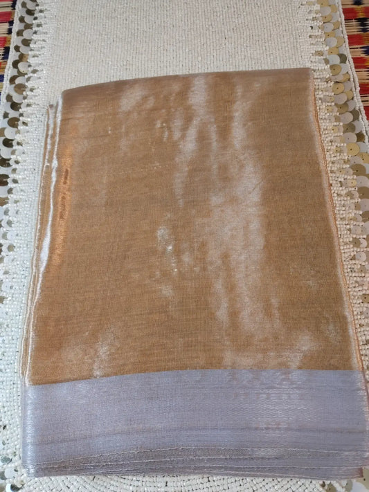 Ivory Handloom Mulberry Silk Tissue Saree