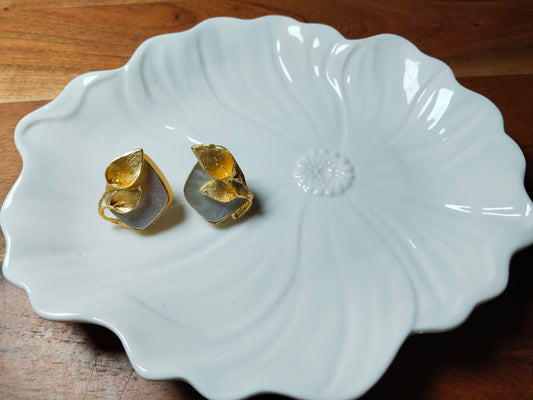 Mother of Pearl & Gold Polished Studs
