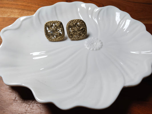 Dhokra Brass Square Studs
