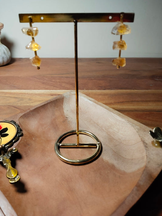 Citrine Raw Stone Gold Polished Earrings
