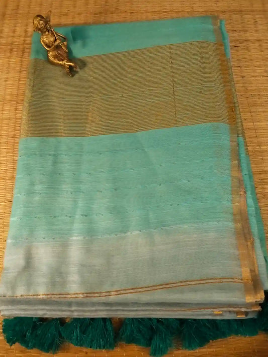 Sea Green Cotton Viscose Saree