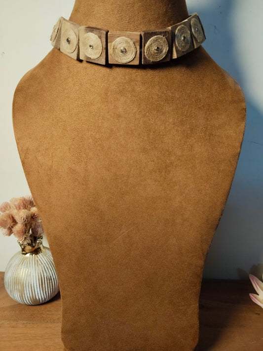 Square Wooden Blocks & Jute Handmade Choker
