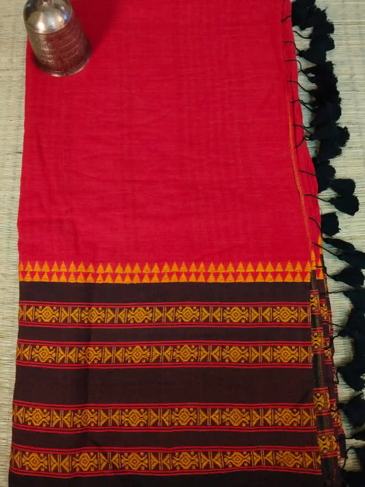 Red Handloom Cotton Saree
