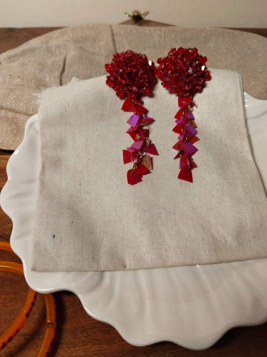 Red Beaded Earrings