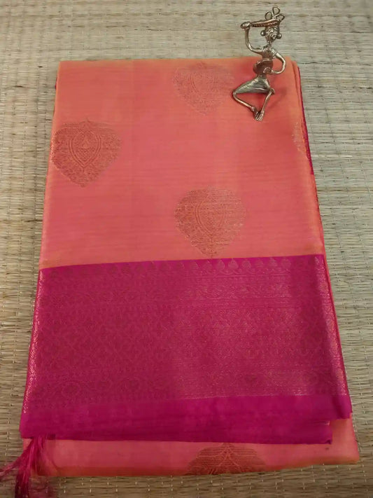 Orange Semi Silk Saree