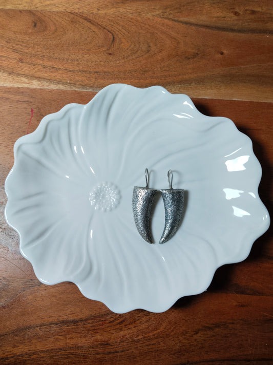 Oxidised Silver Fangs Earrings