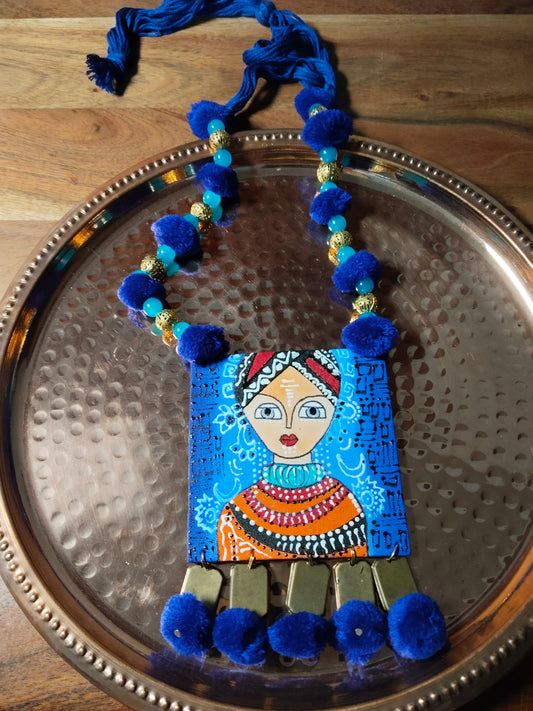 Blue Hand Painted Necklace
