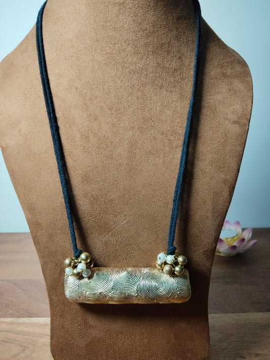 Dhokra Brass Ripples Pendant Necklace