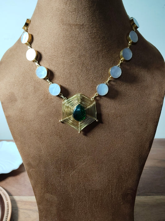 Green Gold Polished Handmade Necklace
