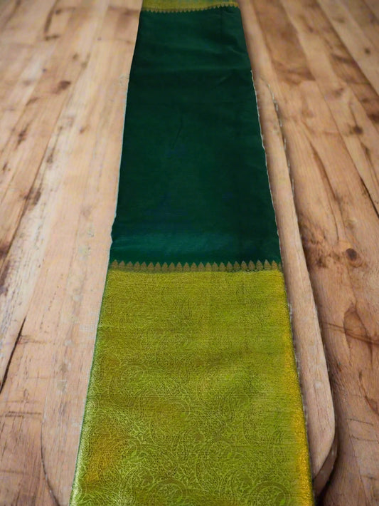 Deep Green Handwoven Semi Silk Saree