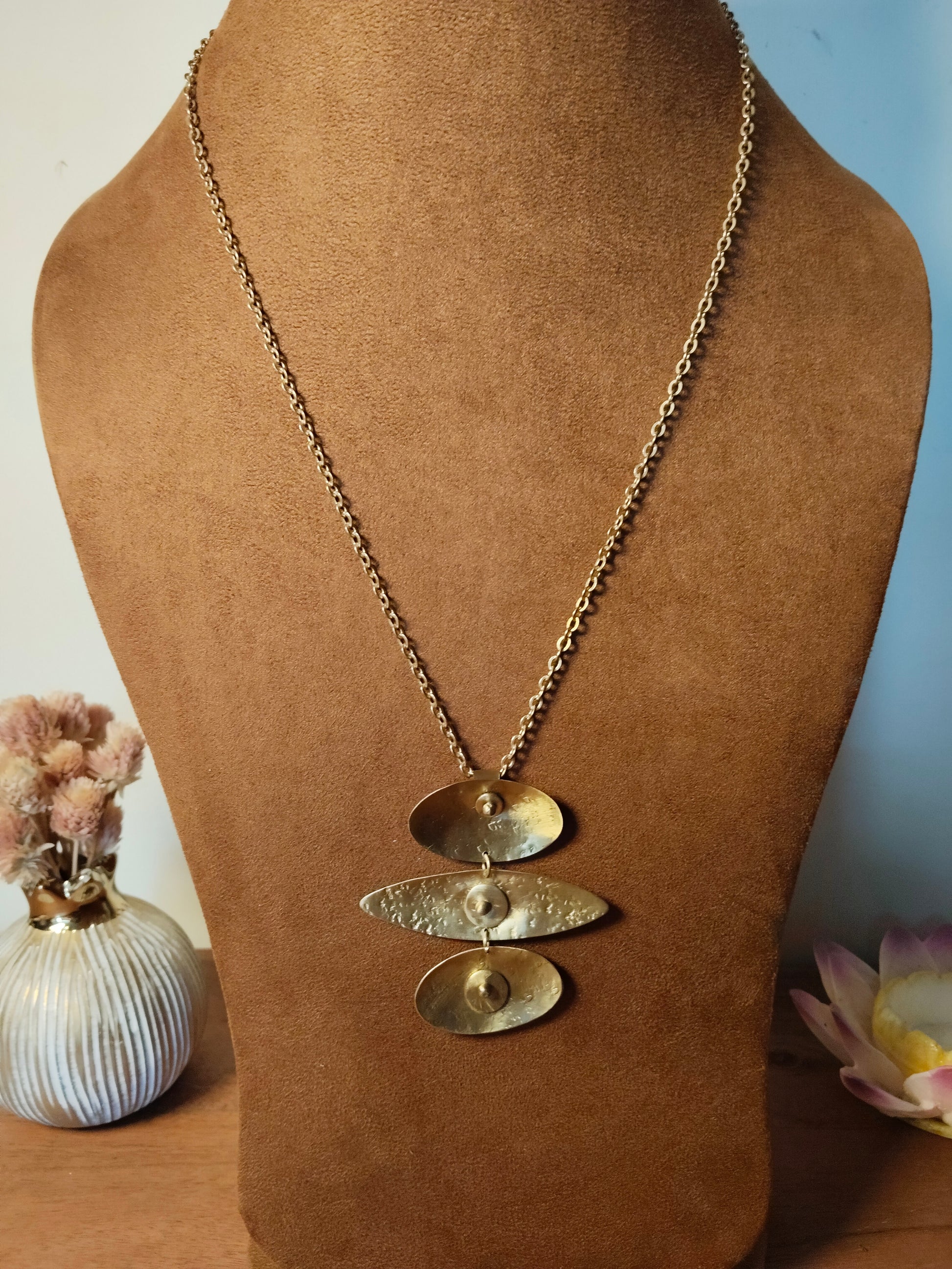 Textured Brass Handmade Pendant Chain