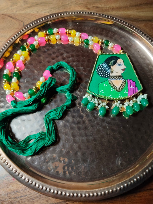 Green Hand Painted Necklace