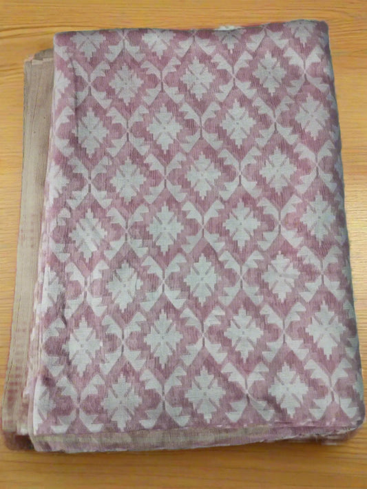 Pink Handloom Saree with White Jacquard Work