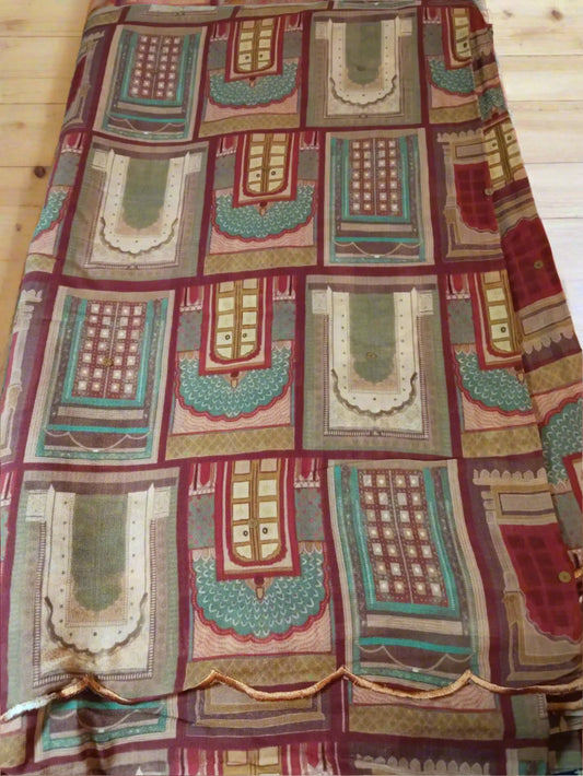 Multi Color Viscose Mughal Theme Saree