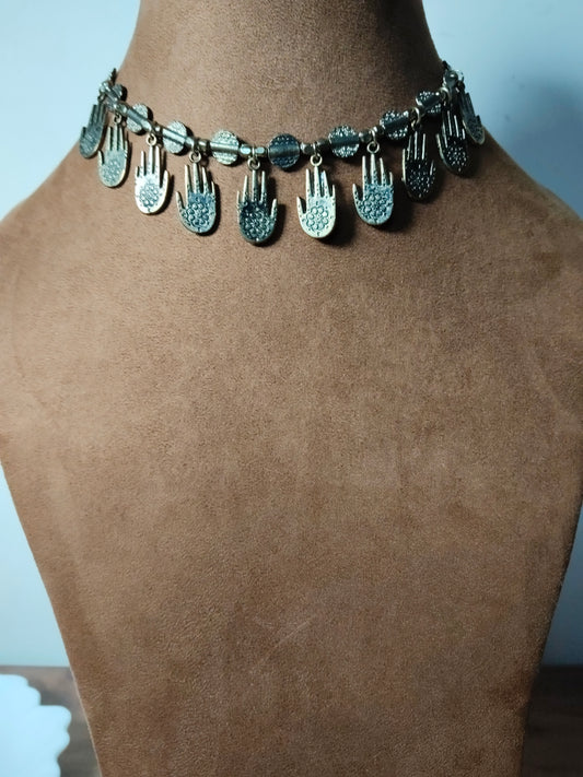 German Silver Palm Necklace