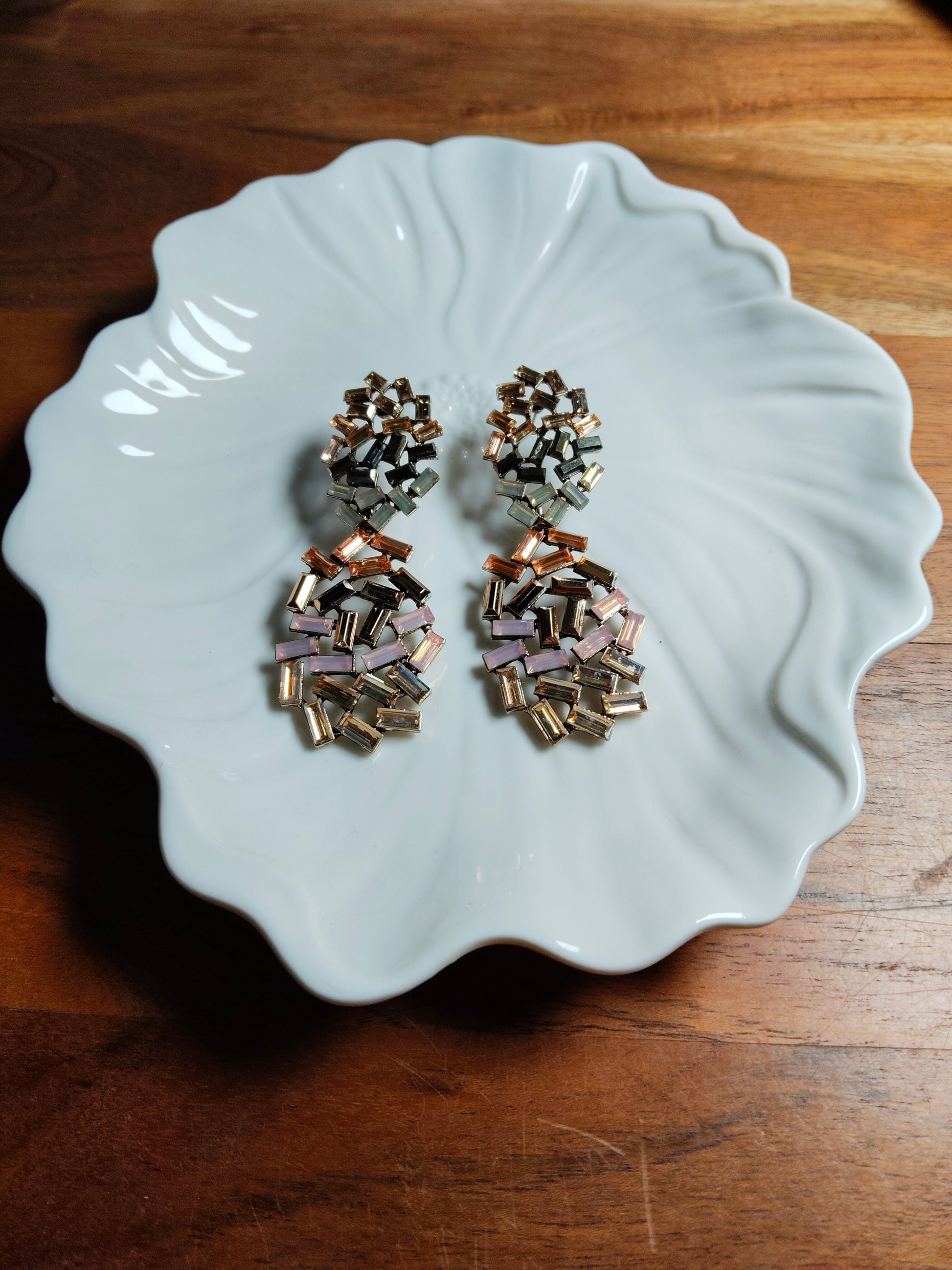 Pink Stones Studded Gold Plated Earrings