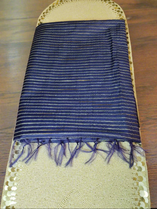 Blue Cotton Silk Saree with Ghichha Work