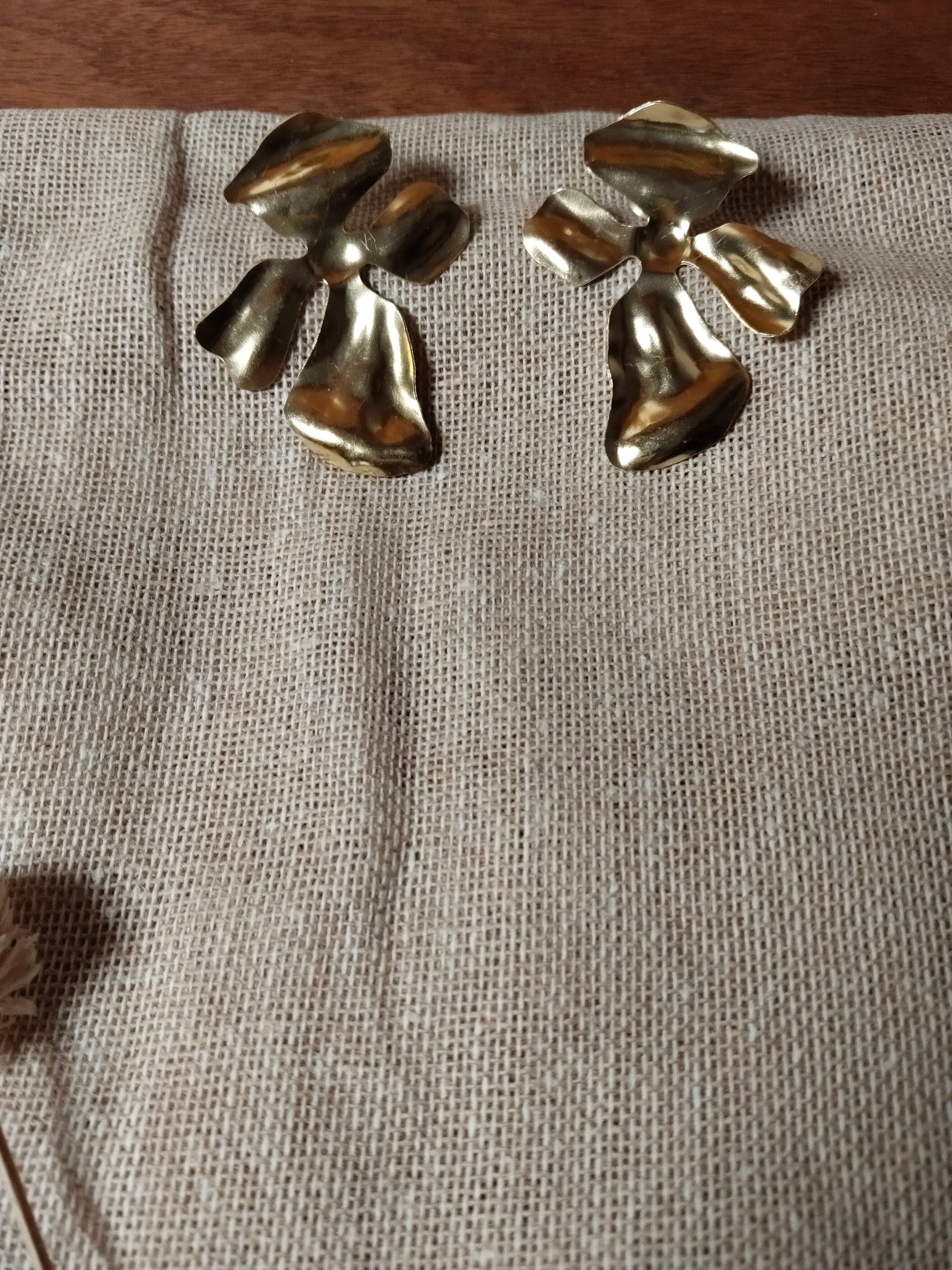 Gold Tone Abstract Cross Studs