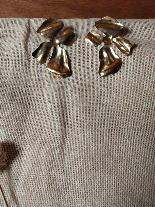 Gold Tone Abstract Cross Studs