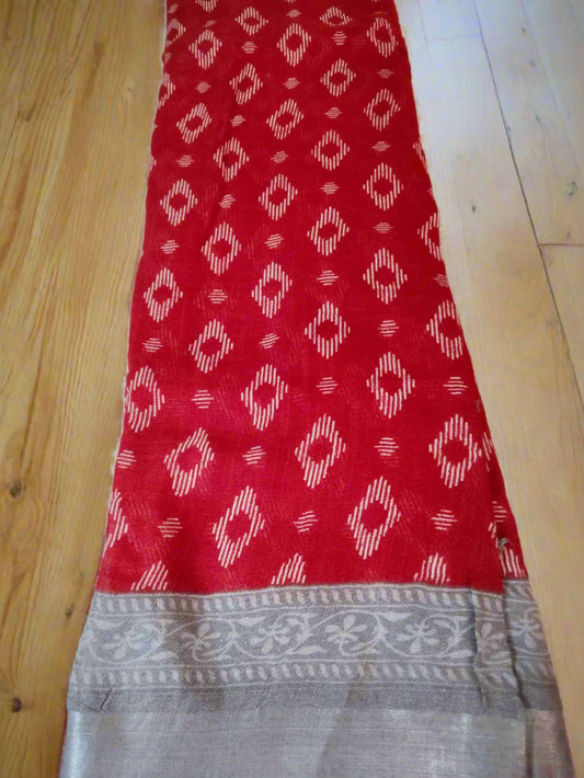 Maroon & Ash Organic Linen Saree