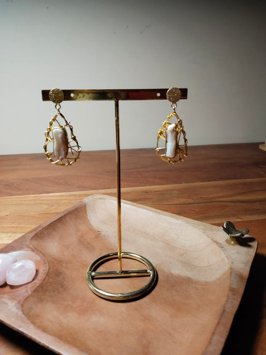 Baroque Pearl Gold Polished Handmade Earrings