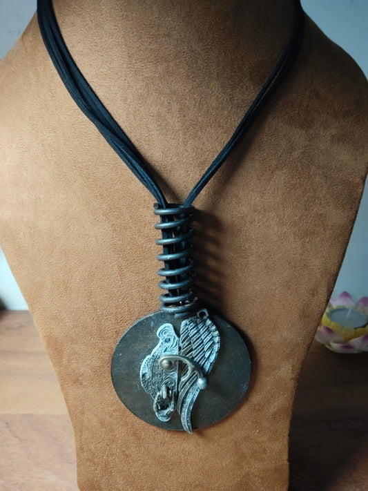 Metal Wing on Cardboard Base Pendant Chain