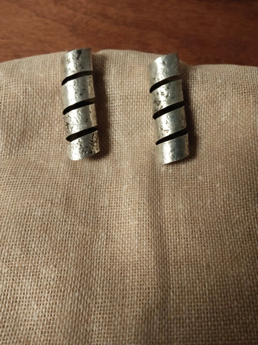 Textured Silver Spiral Earrings