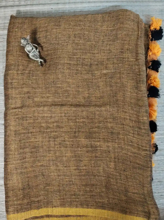 Mustard Yellow Jute Silk Saree