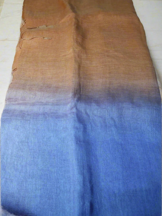 Orange & Purple Linen Saree