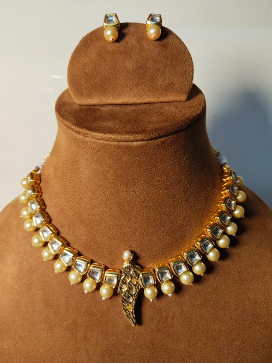 Dual Sided Kundan Pearl Necklace Set