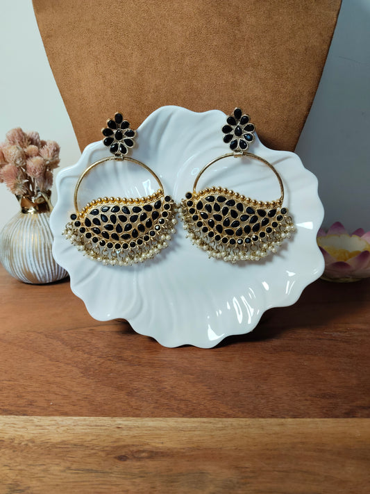 Black & Gold Chandbali Earrings