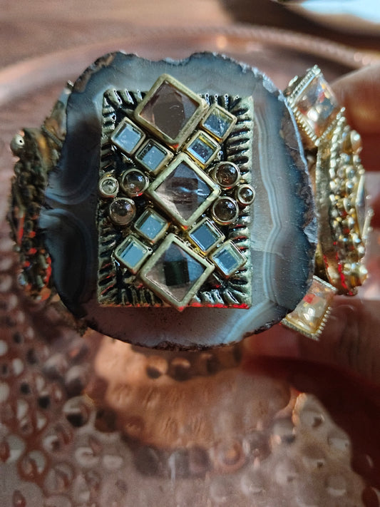 Brown Stones & Jute Handcuff