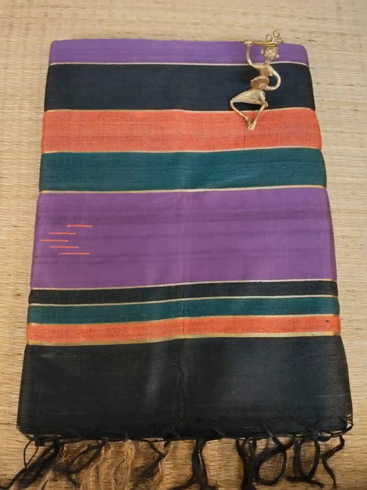 Black Tussar Dupion Silk Saree