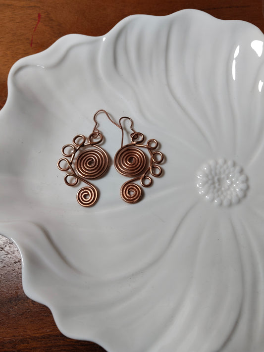 Copper Spiral Earrings