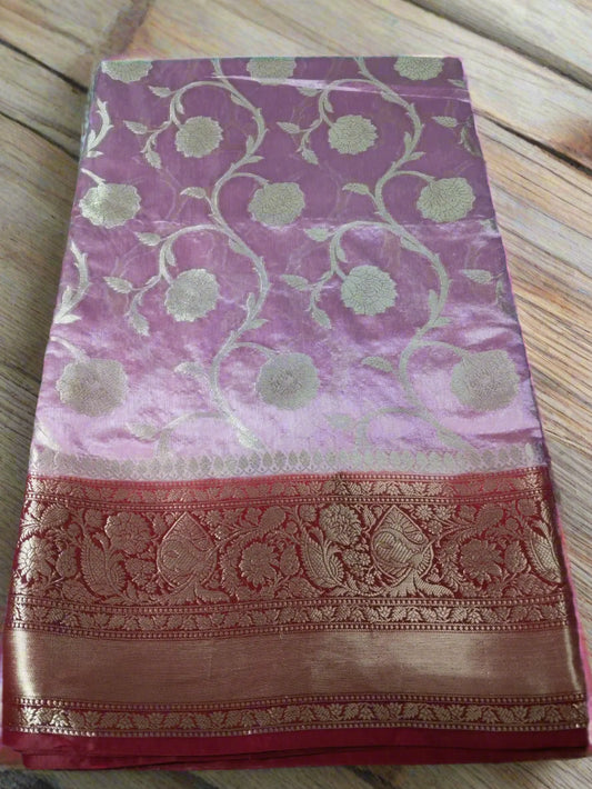 Lilac Handwoven Semi Silk Saree with Jaal Design