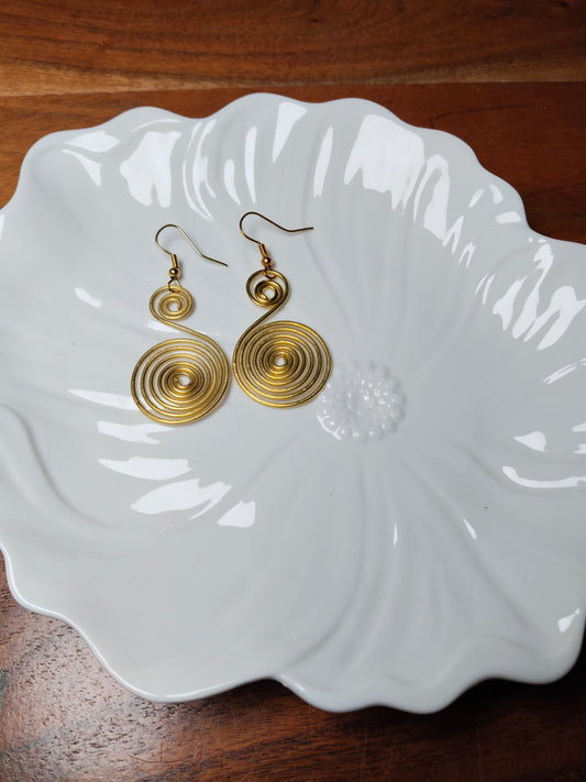 Brass Spiral Earrings