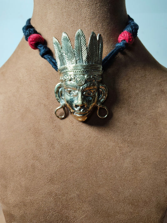 Dhokra Brass Tribal Mask Necklace
